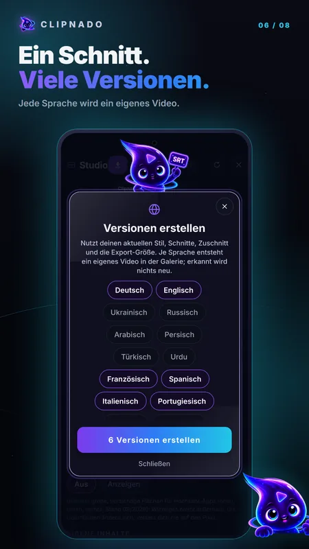 Ein Schnitt. Viele Versionen: Sprachen wählen
